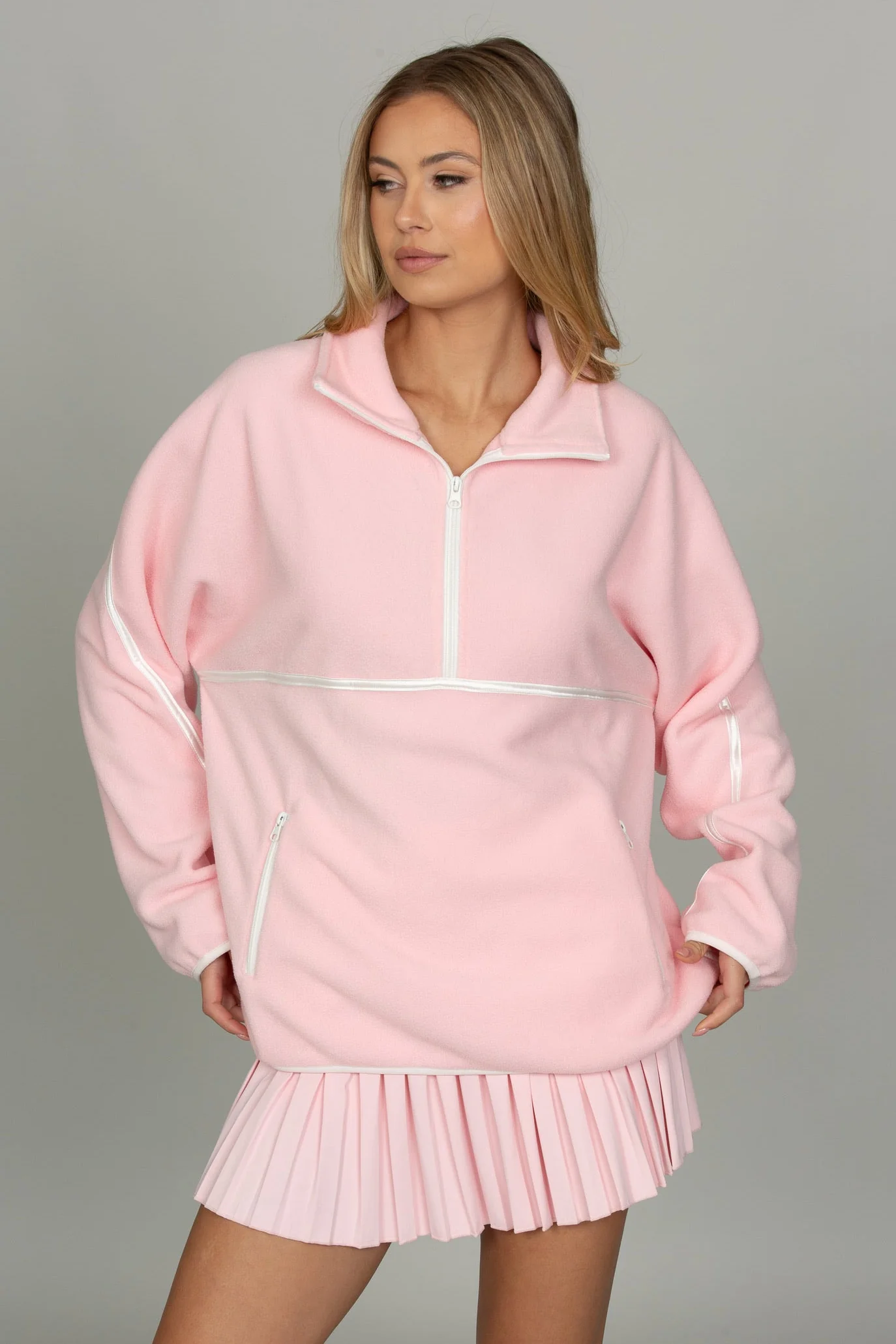 Almond Blossom Minimalistic Half-Zip Pullover - Image 4