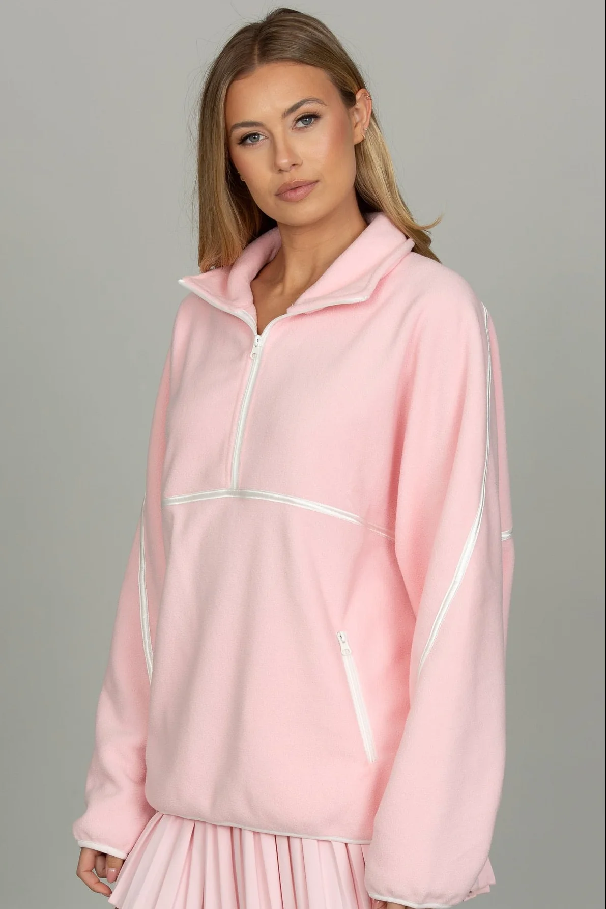 Almond Blossom Minimalistic Half-Zip Pullover - Image 5