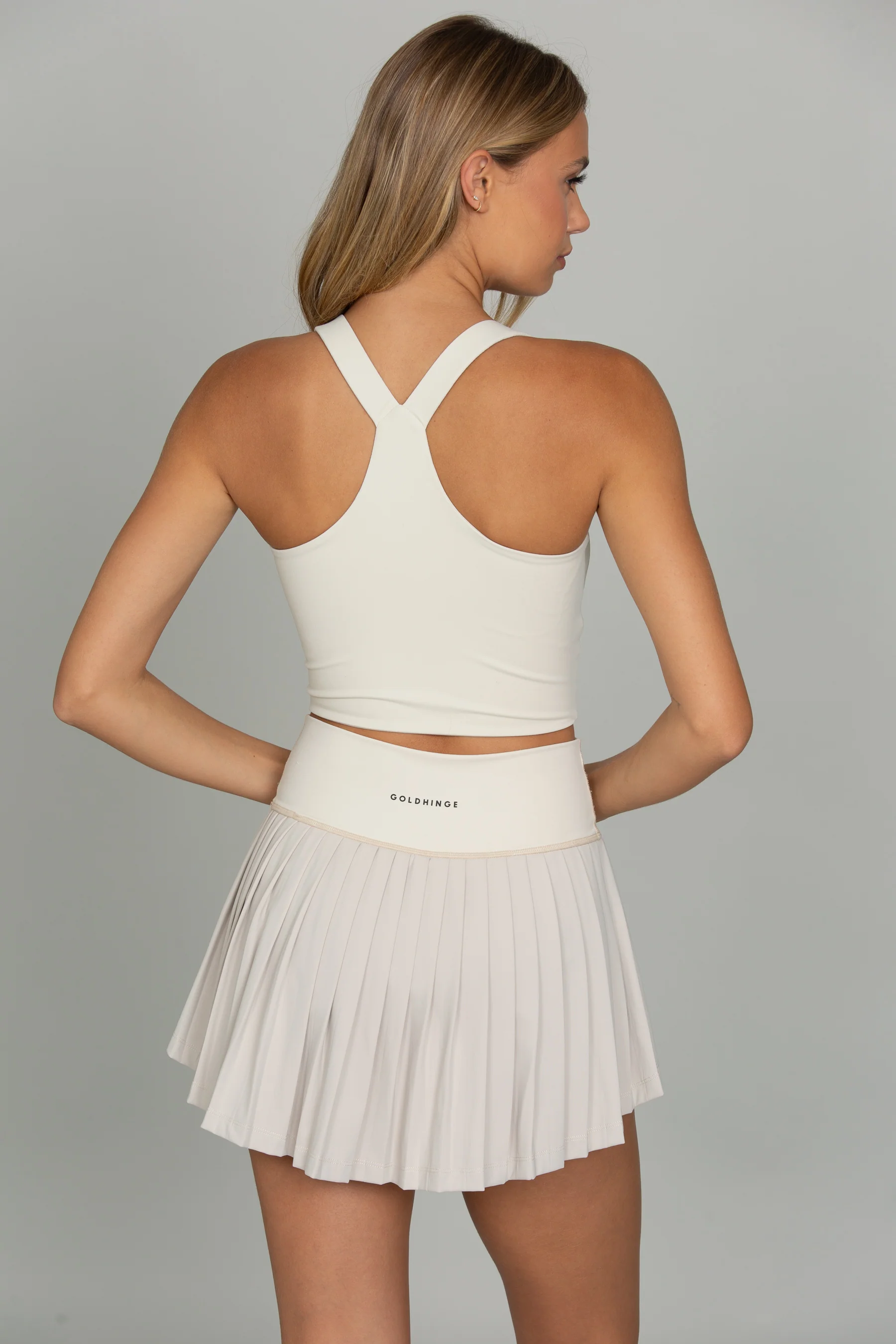 Bone 2-Toned Tiered Pleated Tennis Skirt - Image 3