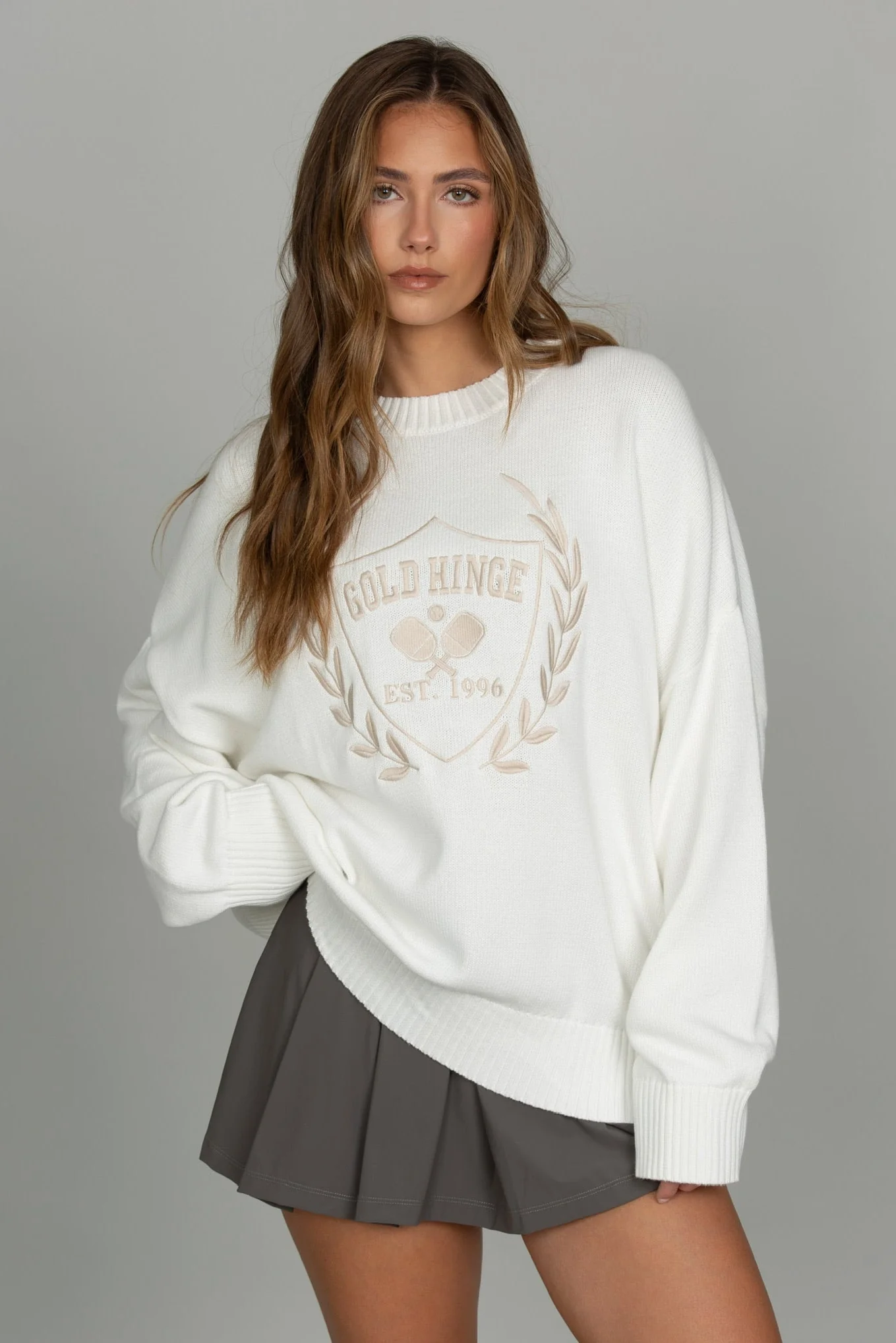 Ivory Oversized Crest Sweater - Image 3