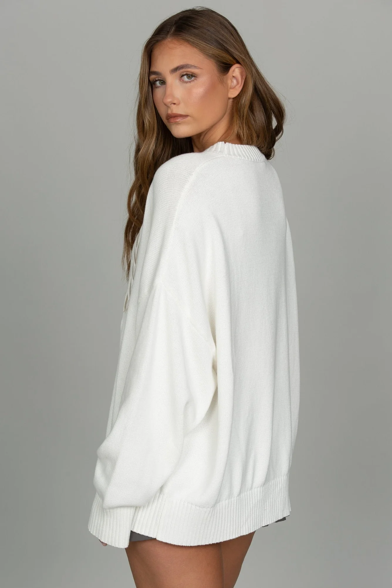 Ivory Oversized Crest Sweater - Image 4