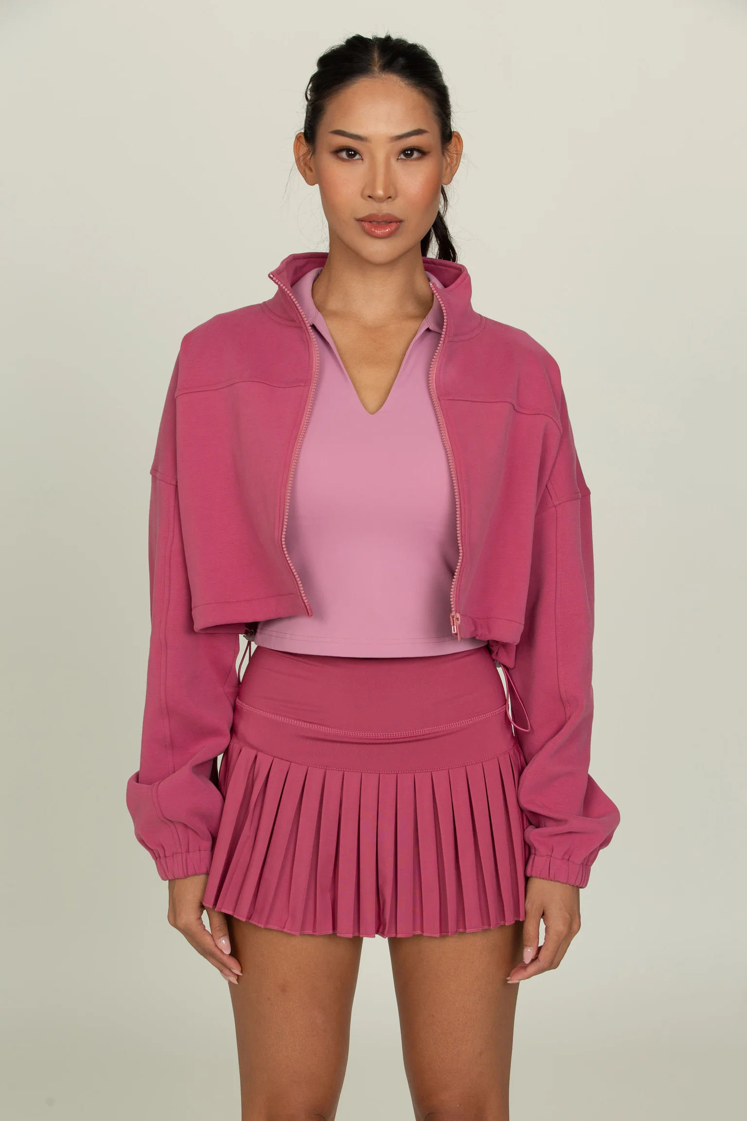 Raspberry Cinched Zip-Up Jacket - Image 6