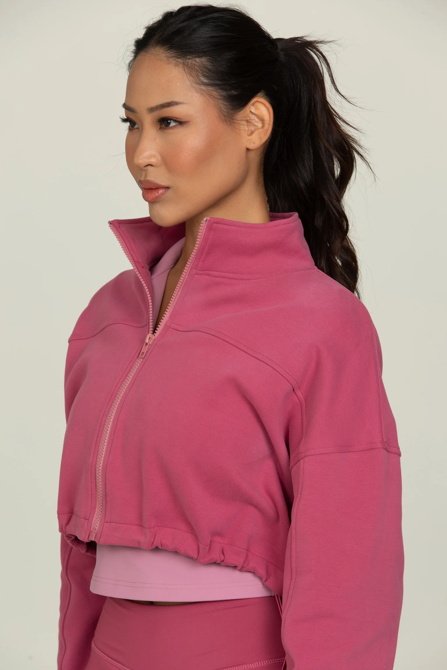 Raspberry Cinched Zip-Up Jacket - Image 7