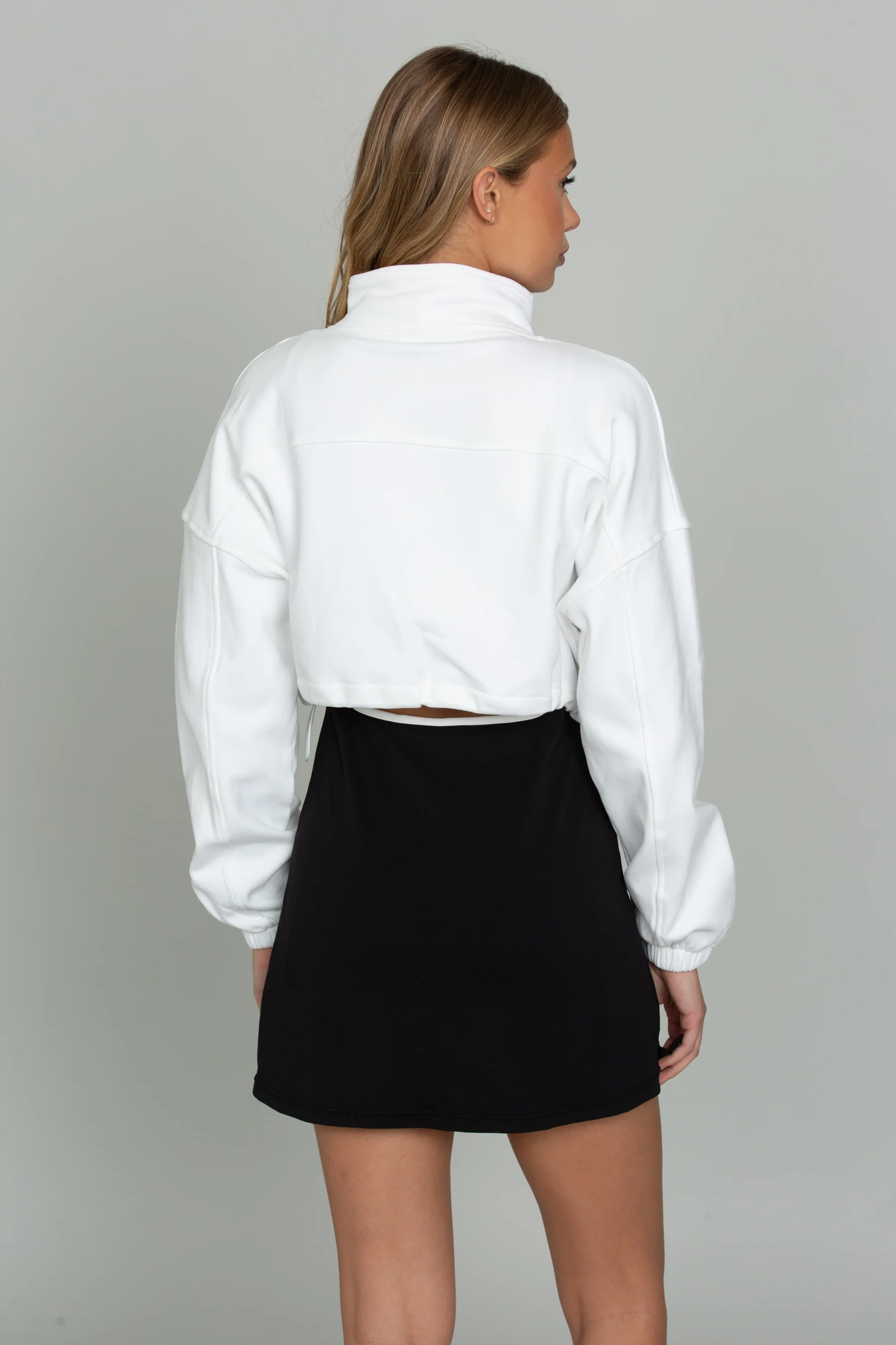 White Cinched Zip-Up Jacket - Image 3