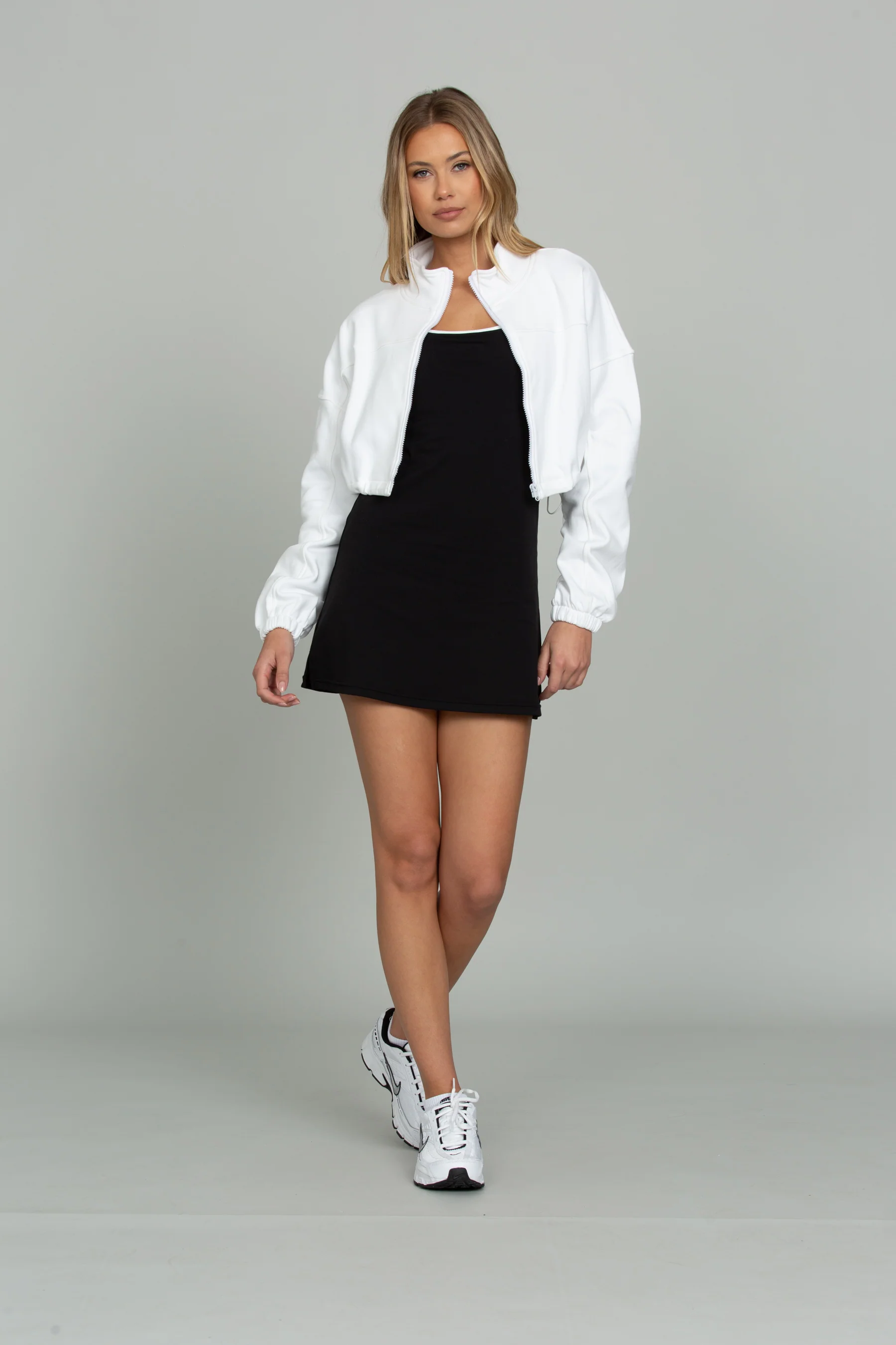 White Cinched Zip-Up Jacket - Image 6