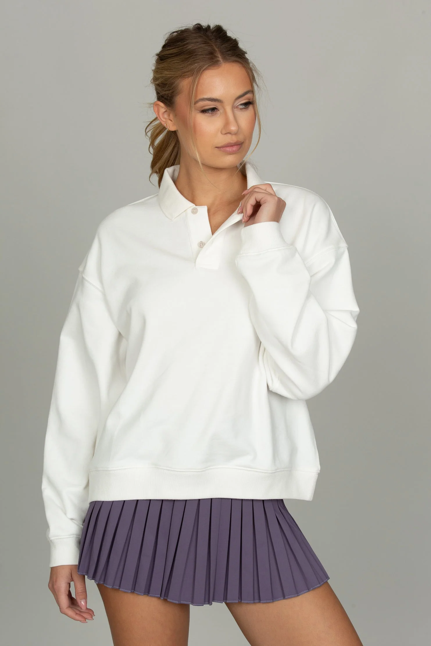 White Long Sleeve Polo - Image 4