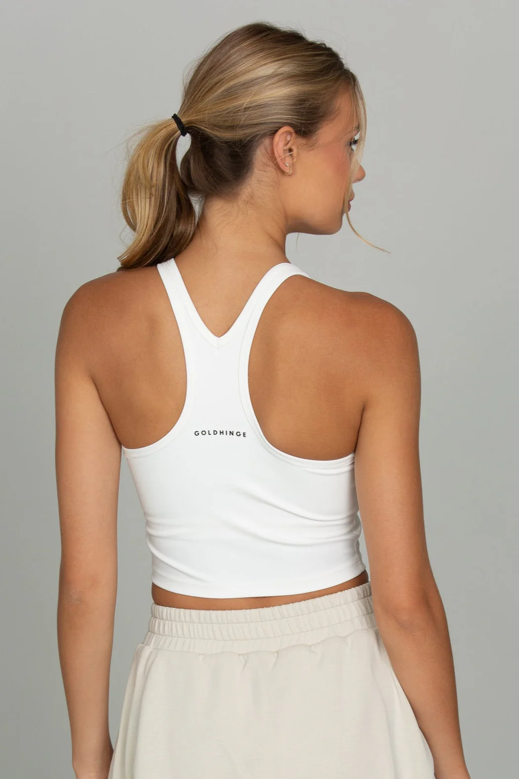 White Racerback Crop Tank - Image 3